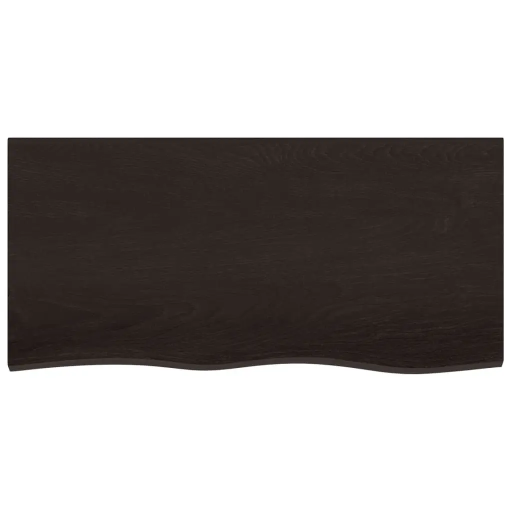 Solid Oak Wood Dark Brown Tabletop 100x50x6 cm