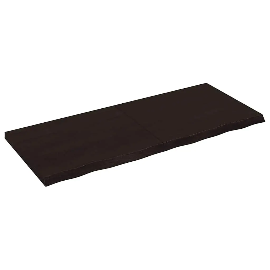Dark Brown Solid Oak Wood Tabletop 120x50cm