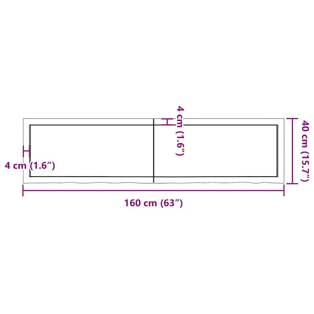Solid Oak Wood Table Top Dark Brown 160x40cm Replacement Board Folding