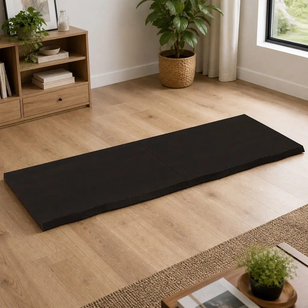 Solid Oak Wood Tabletop in Dark Brown 160x60cm