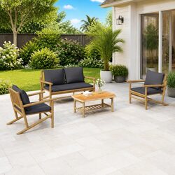 Bamboo Outdoor Lounge Set: 4-Piece Garden Furniture