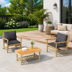 Bamboo Garden Lounge Set 3 Piece Outdoor Furniture