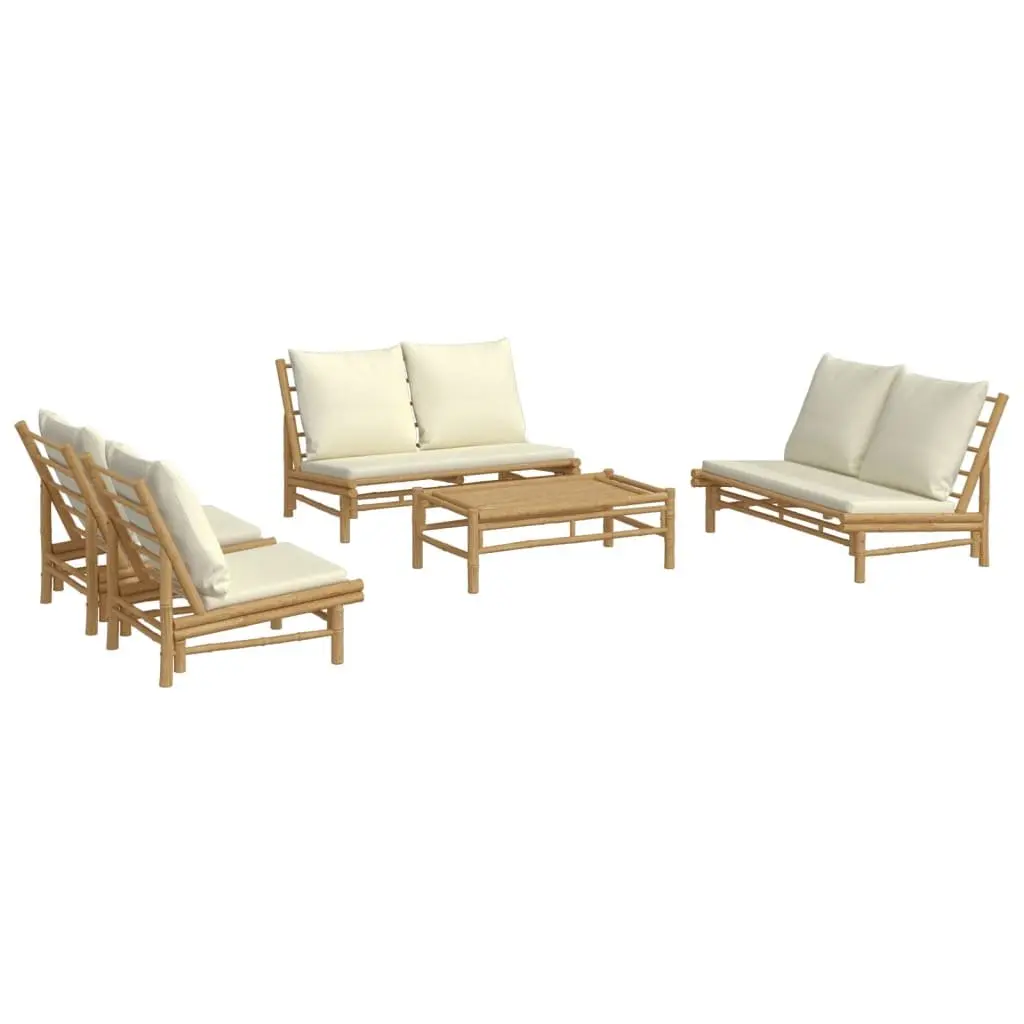 Bamboo Modular 5-Piece Garden Lounge Set with Cushions
