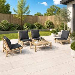 Bamboo Garden Lounge Set: 5-Piece Outdoor Furniture