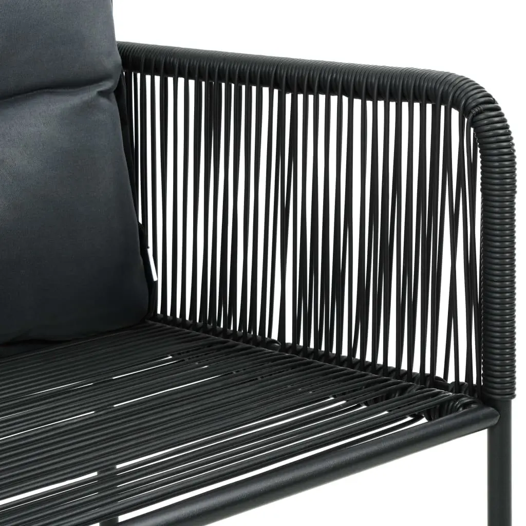 7 Piece Garden Dining Set PE Rattan Tempered Glass Table Black Outdoor Furniture