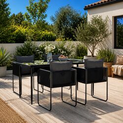 Durable 5 Piece Outdoor Garden Dining Set with Glass Top
