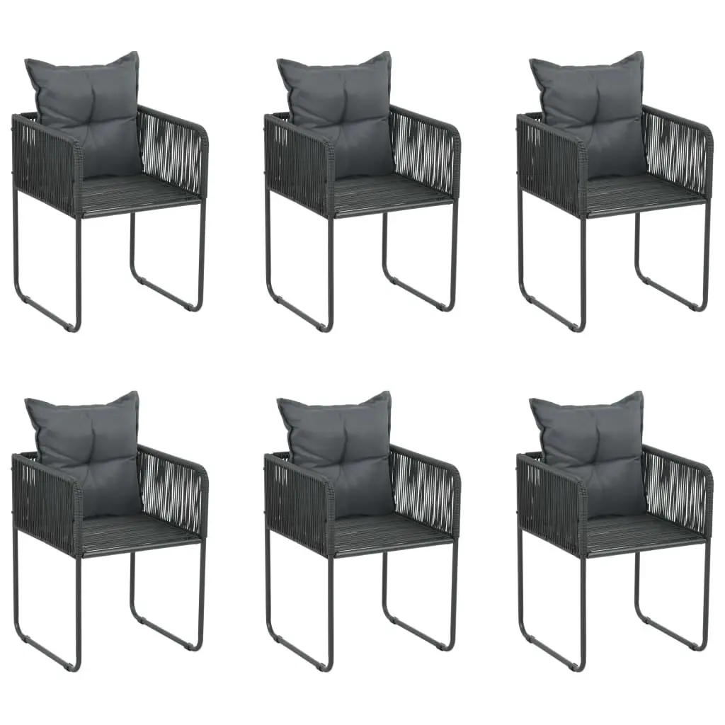 7 Piece Garden Dining Set PE Rattan Steel Frame Black