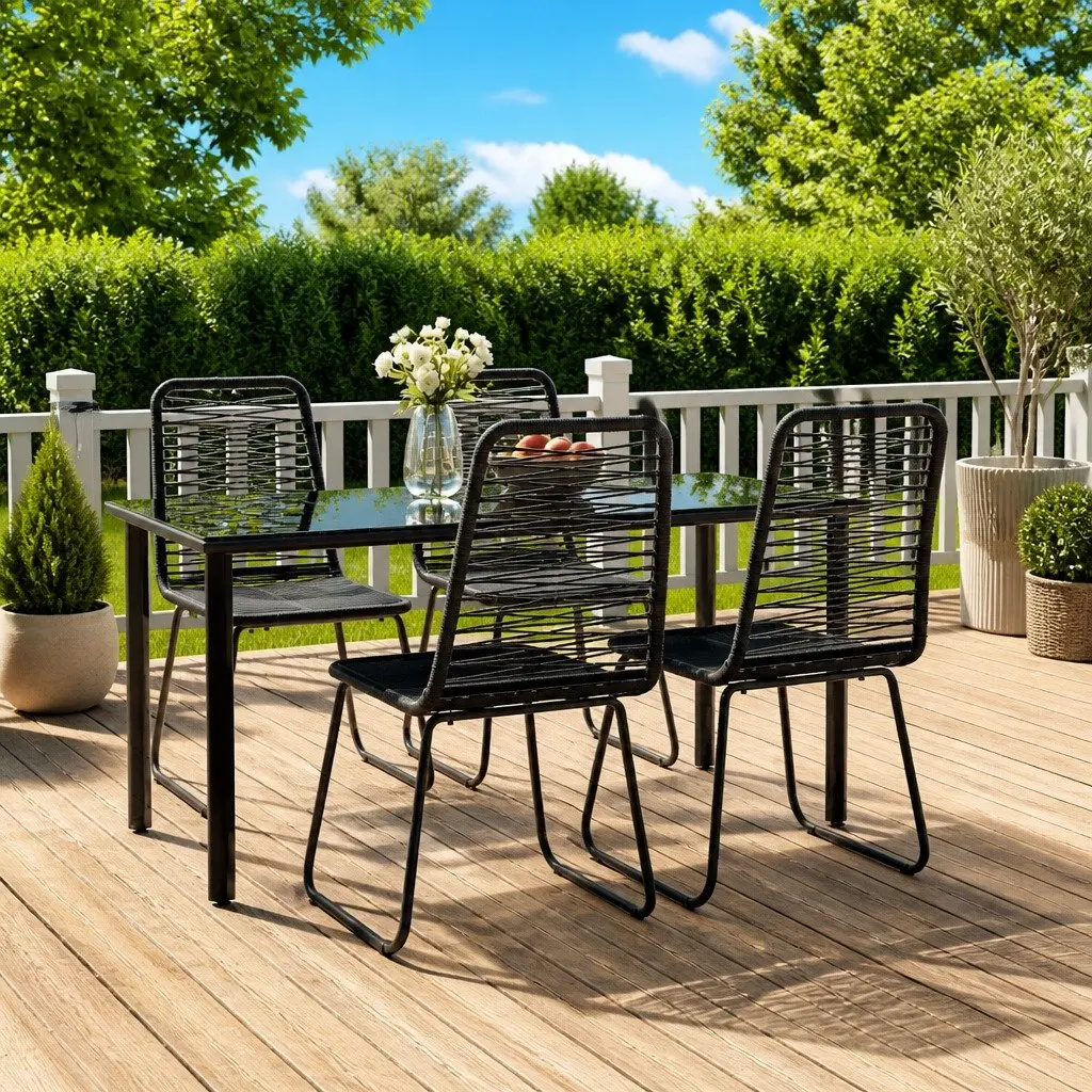 5 Piece Garden Dining Set with Black Table and Chairs