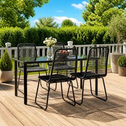 Durable 5 Piece Garden Dining Set with Black Table and Chairs
