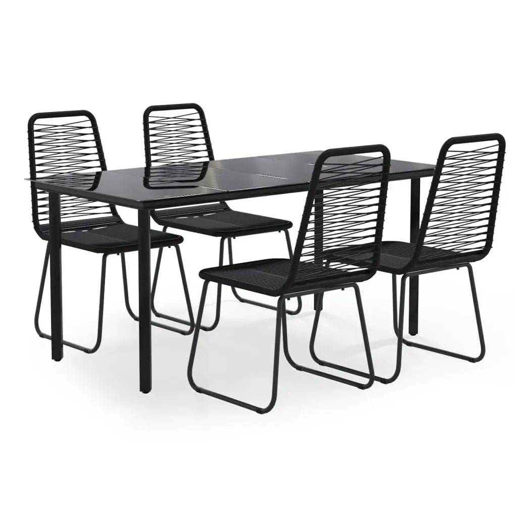 5 Piece Garden Dining Set with Black Table and Chairs