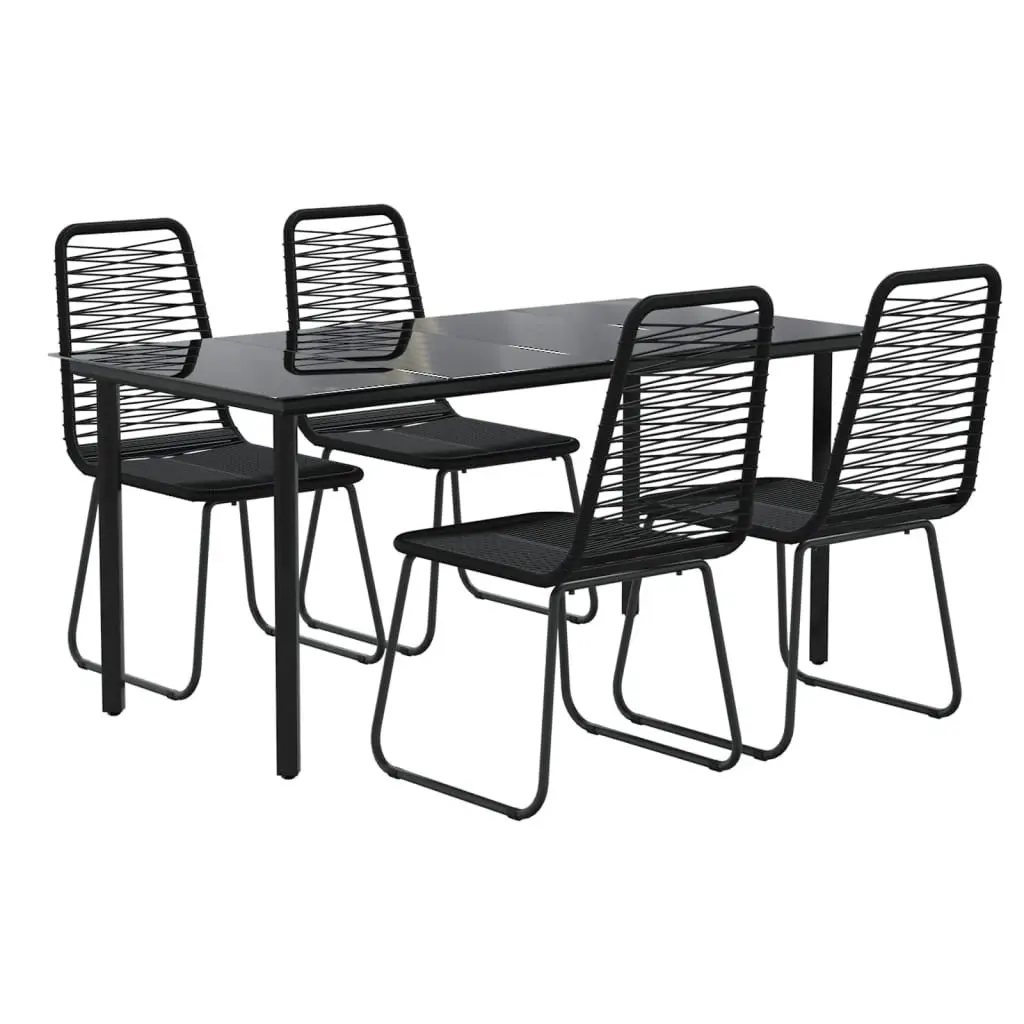 5 Piece Garden Dining Set with Black Table and Chairs