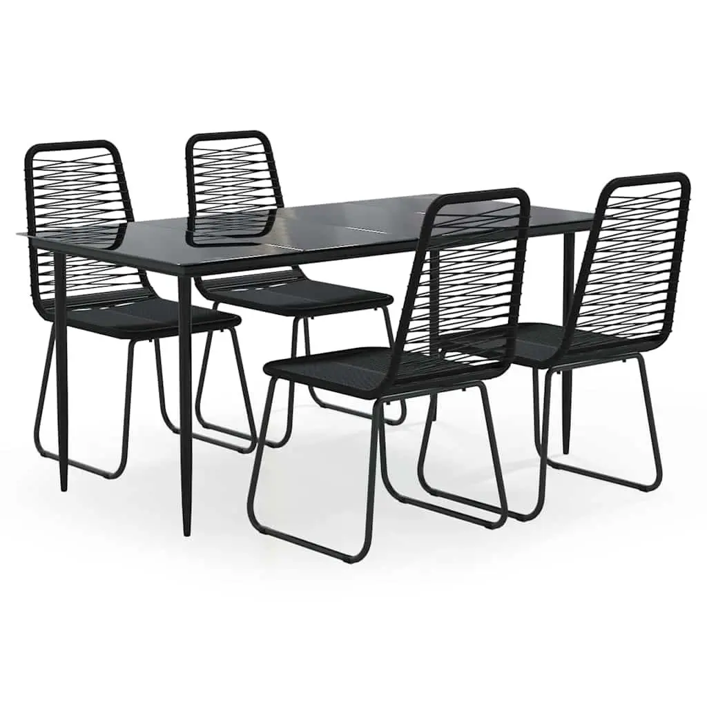 5-Piece Garden Dining Set with Durable Black Rattan