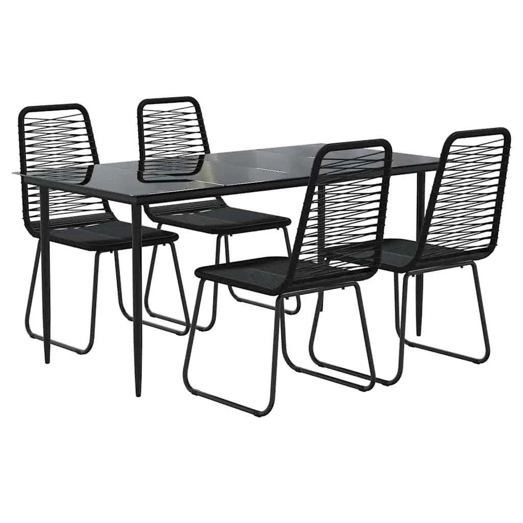 5-Piece Garden Dining Set with Durable Black Rattan
