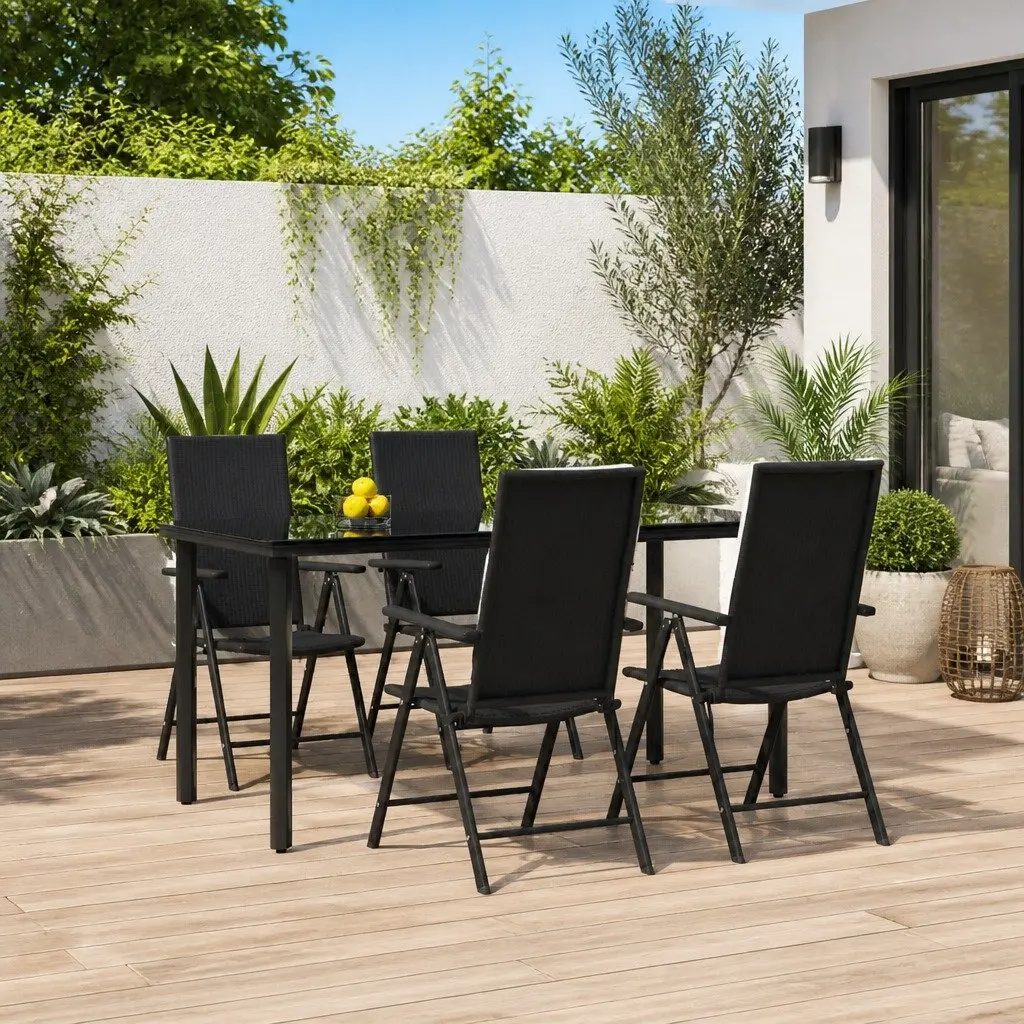 5-Piece Black Rattan Outdoor Dining Set