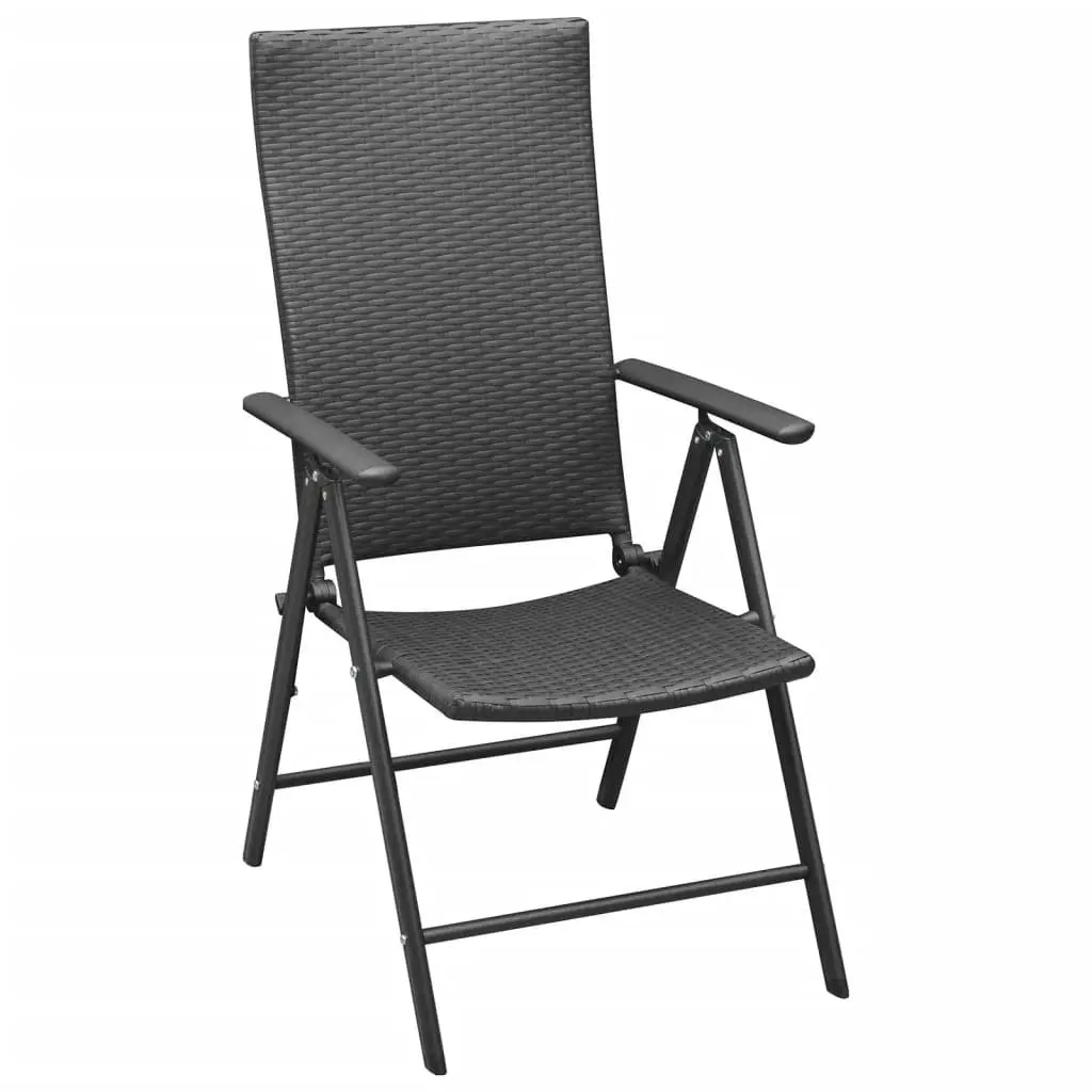 5-Piece Black Rattan Outdoor Dining Set