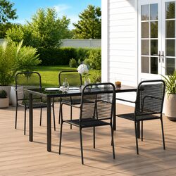 Stylish 5 Piece Garden Dining Set with Steel Frame