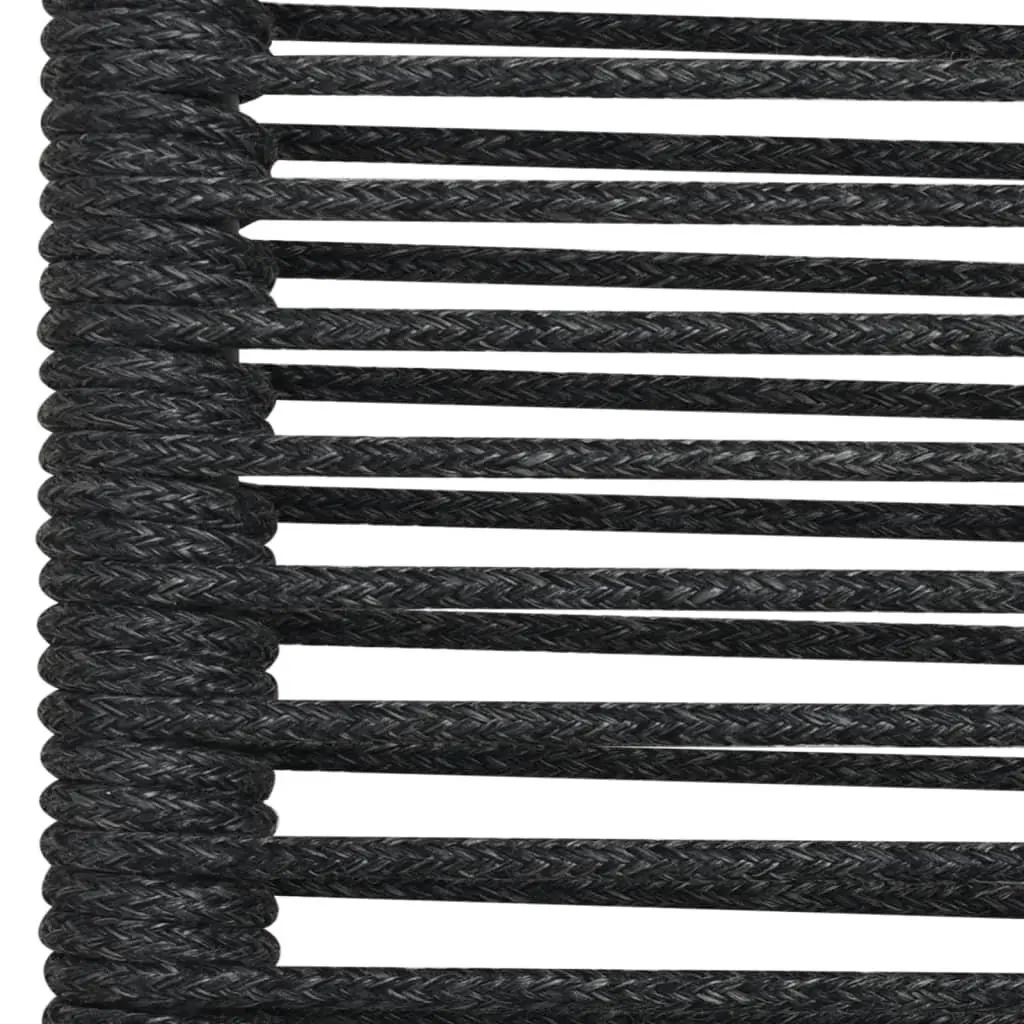 Garden Dining Set Cotton Rope Steel Frame 7 Piece Black Outdoor Furniture