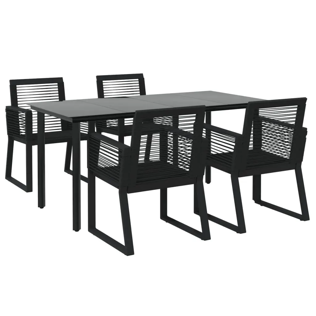 Black PVC Rattan 5 Piece Garden Dining Set