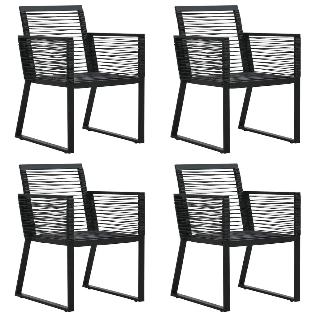 Black PVC Rattan 5 Piece Garden Dining Set
