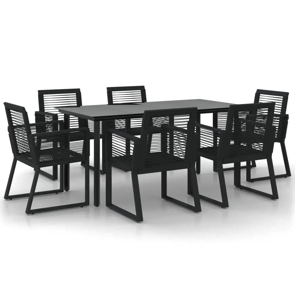 7 Piece Black Rattan Outdoor Dining Set with Table
