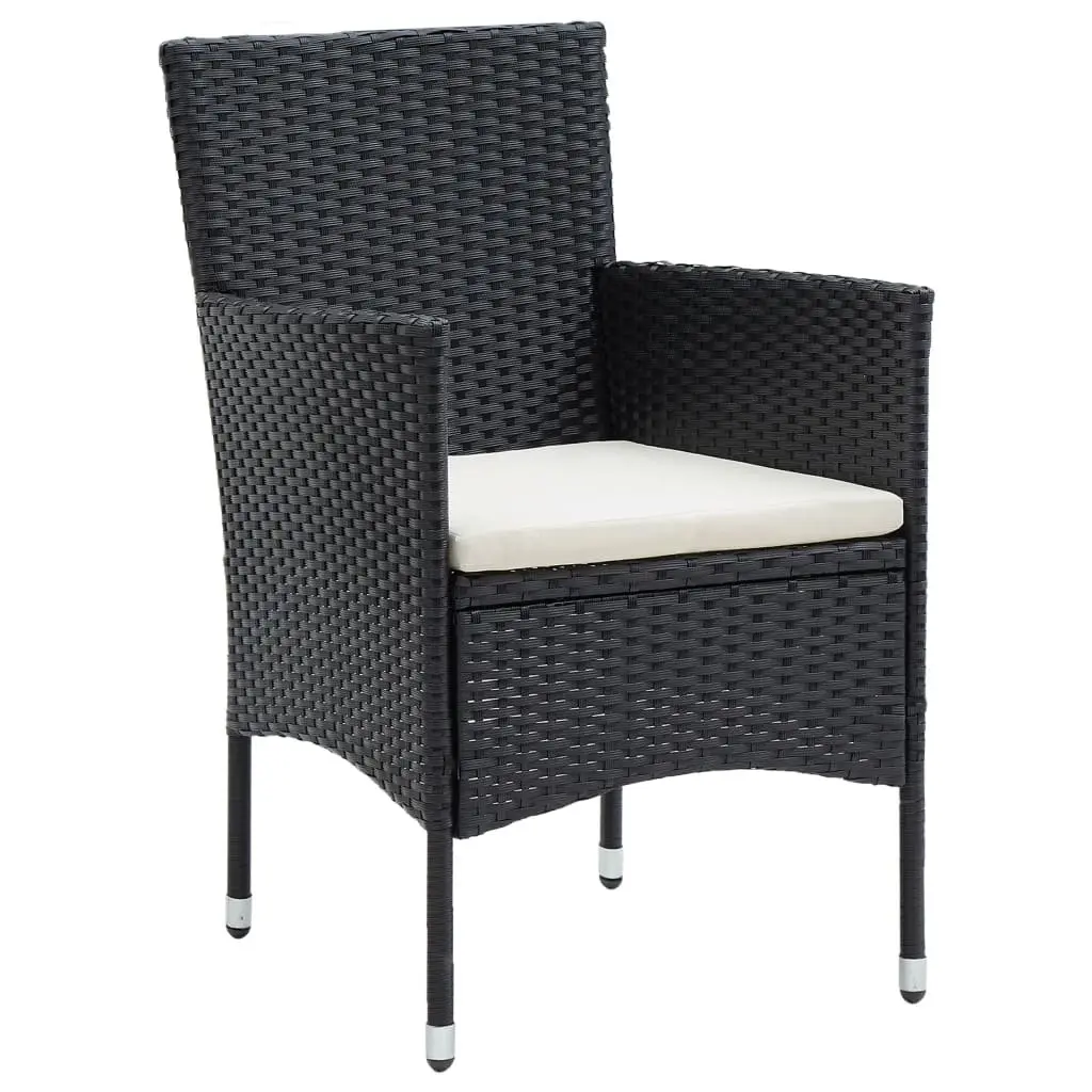 7 Piece Black Garden Dining Set with Cushions
