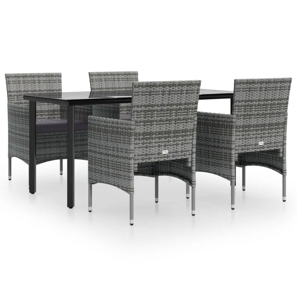 5-Piece Outdoor Garden Dining Set with Rattan Chairs