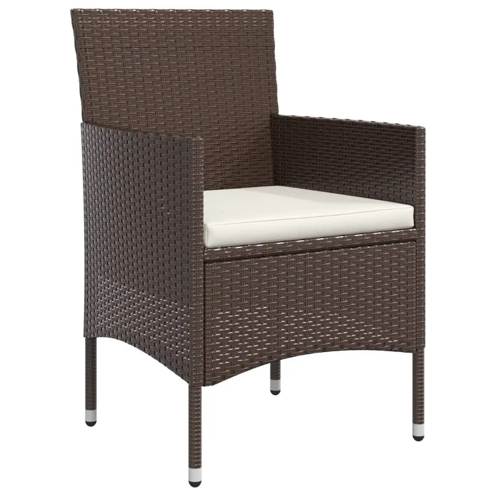 7 Piece Garden Dining Set PE Rattan Powder-coated Steel Tempered Glass Brown Black