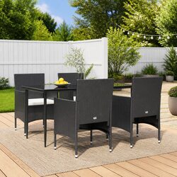 Elegant Black 5 Piece Outdoor Garden Dining Set