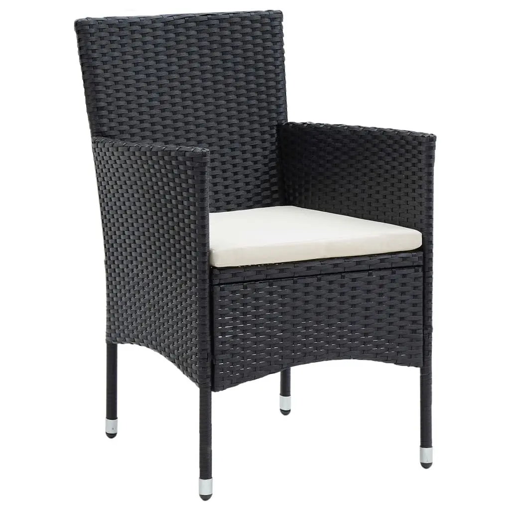 7 Piece Black Garden Dining Set with Cushions