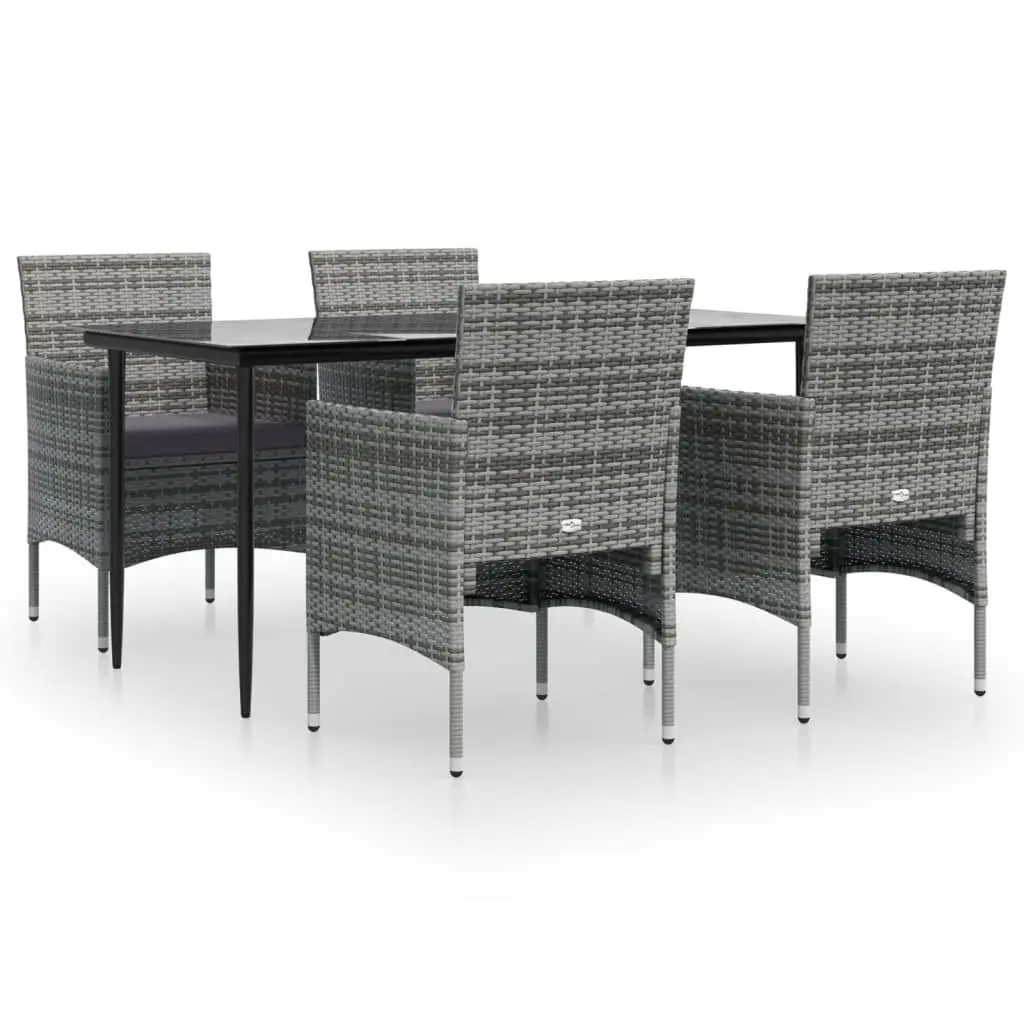 5-Piece Grey Outdoor Dining Set with Cushions