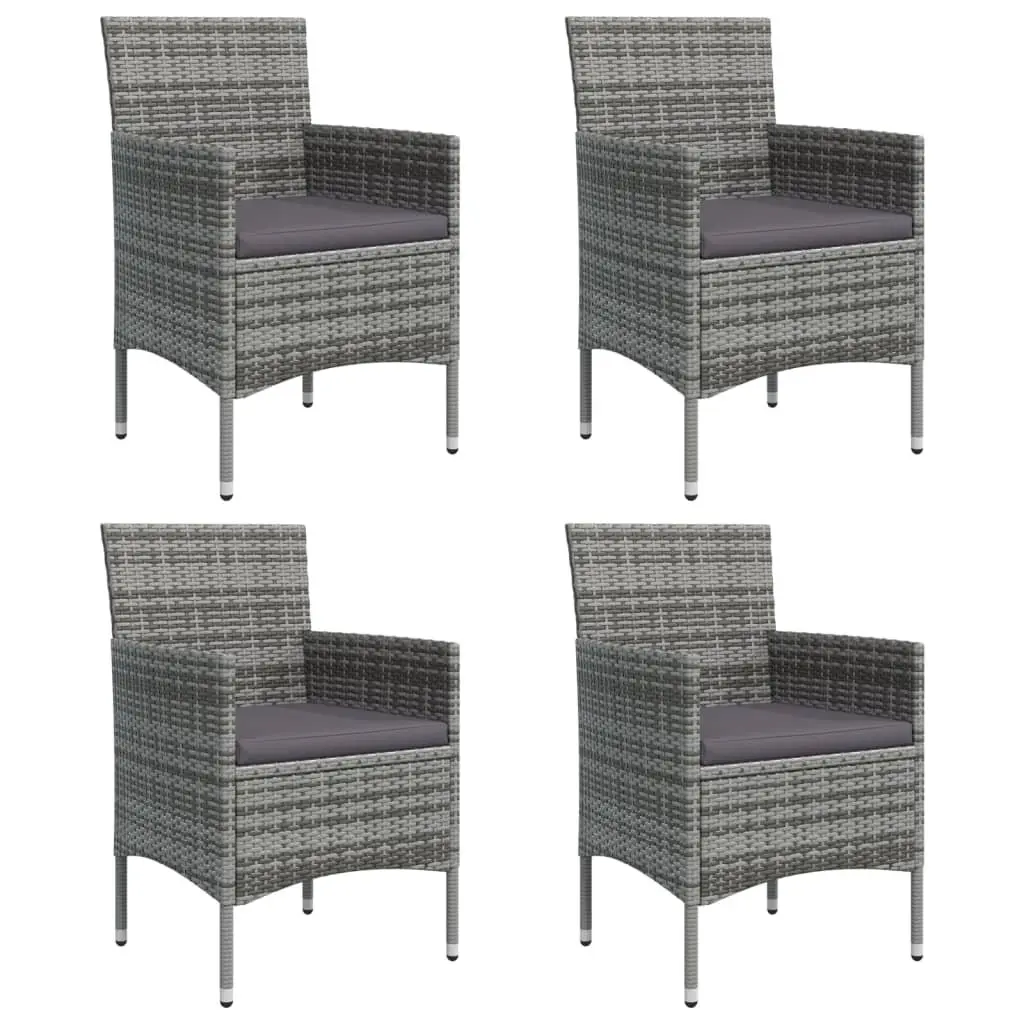 5-Piece Grey Outdoor Dining Set with Cushions
