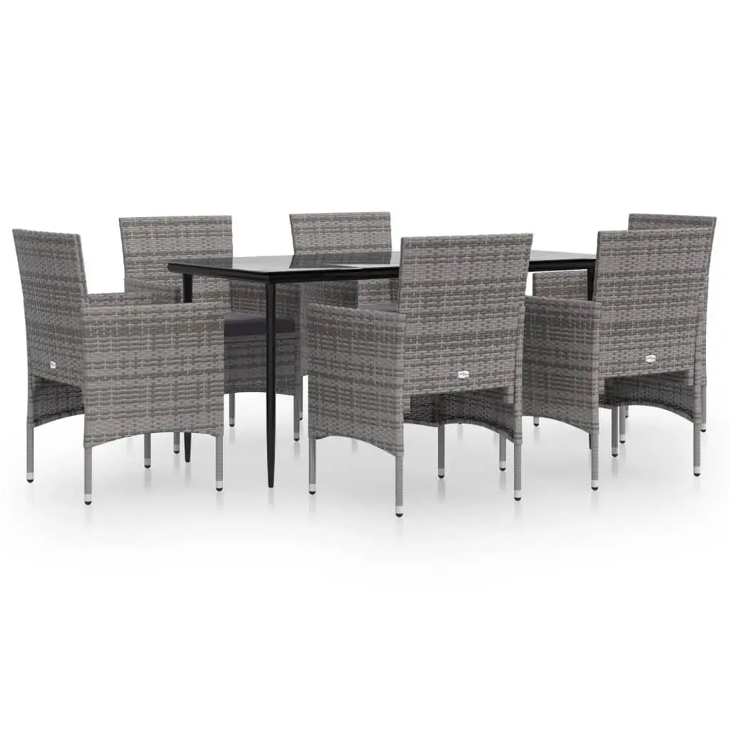 7 Piece Outdoor Dining Set with Grey Black Chairs