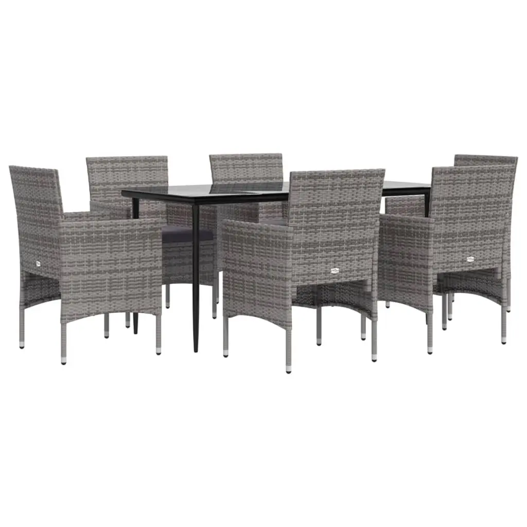 7 Piece Outdoor Dining Set with Grey Black Chairs