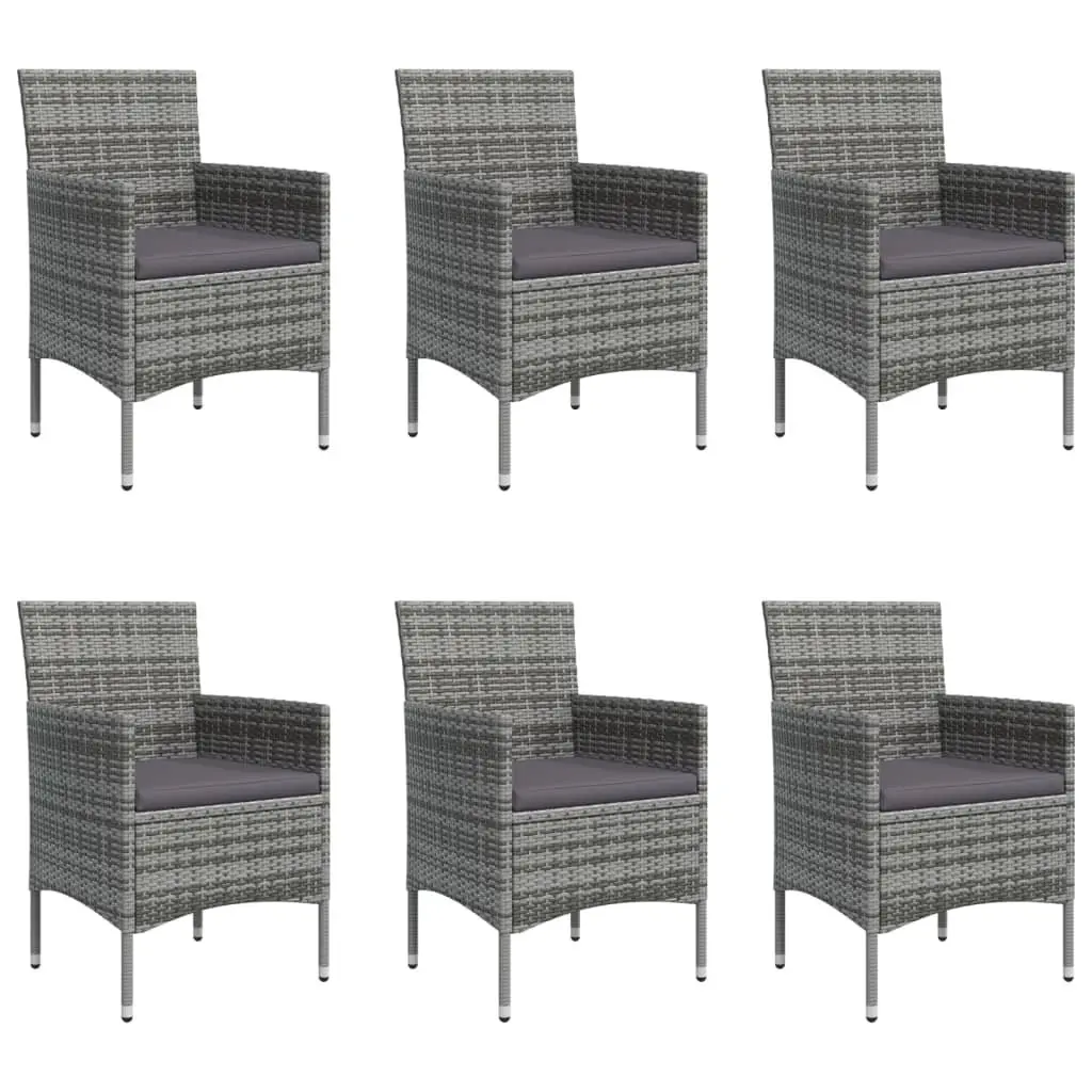 7 Piece Outdoor Dining Set with Grey Black Chairs