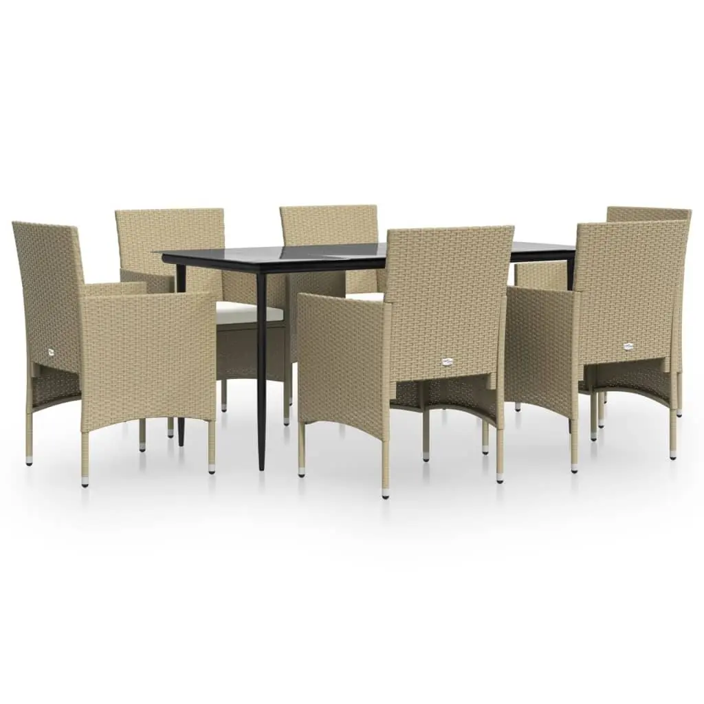 7 Piece Outdoor Dining Set with Cushions Beige