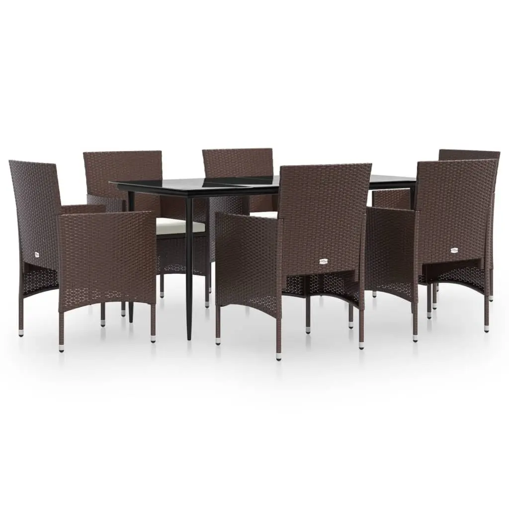 7 Piece Brown and Black Rattan Garden Dining Set