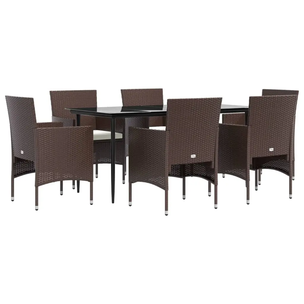 7 Piece Brown and Black Rattan Garden Dining Set