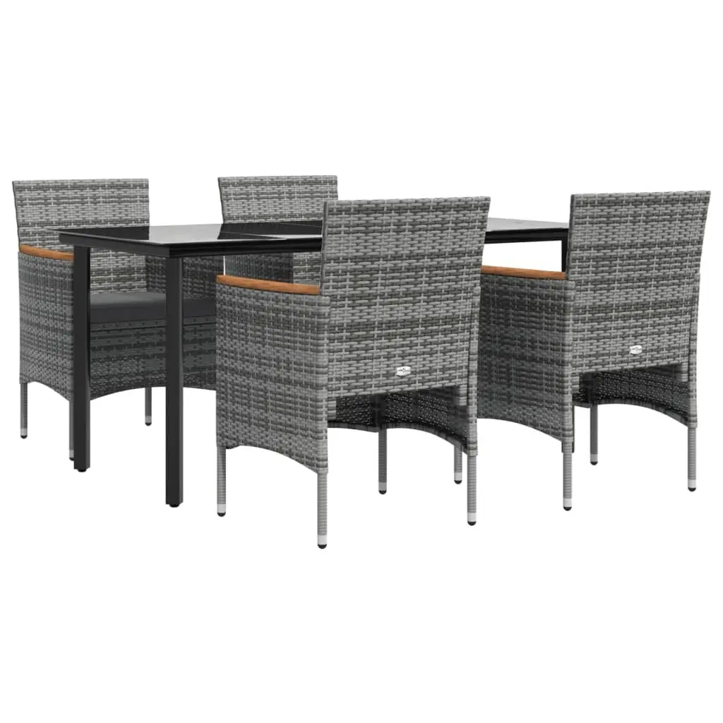 5 Piece Grey Rattan Garden Dining Set
