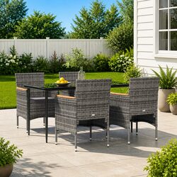 Elegant 5-Piece Grey and Black Garden Dining Set