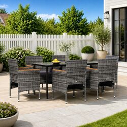 Elegant 7 Piece Outdoor Garden Dining Set with Cushions