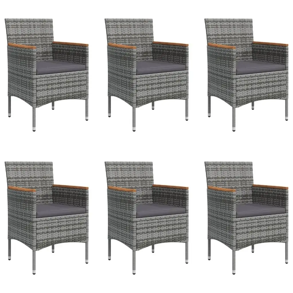 Garden Dining Set PE Rattan Powder-coated Steel 7 Piece Grey Black