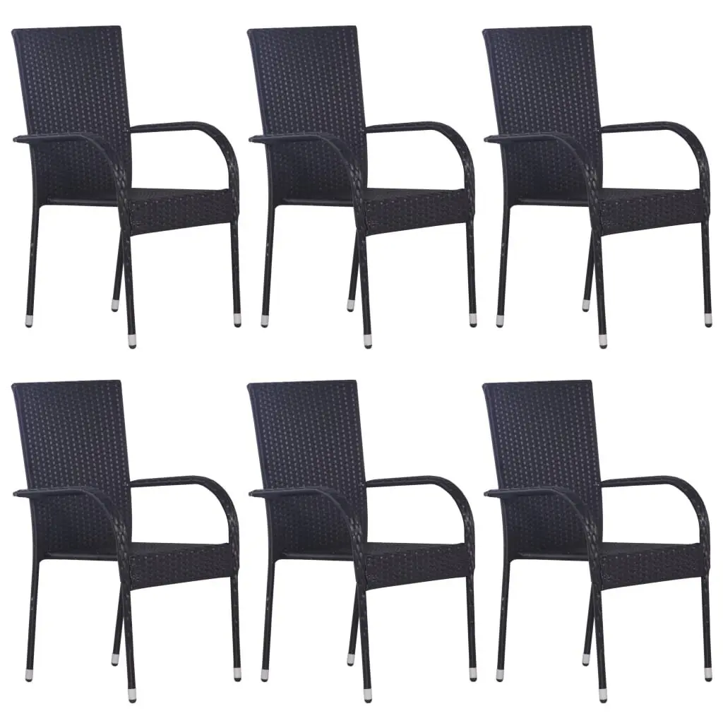 7-Piece Black Rattan Outdoor Dining Set