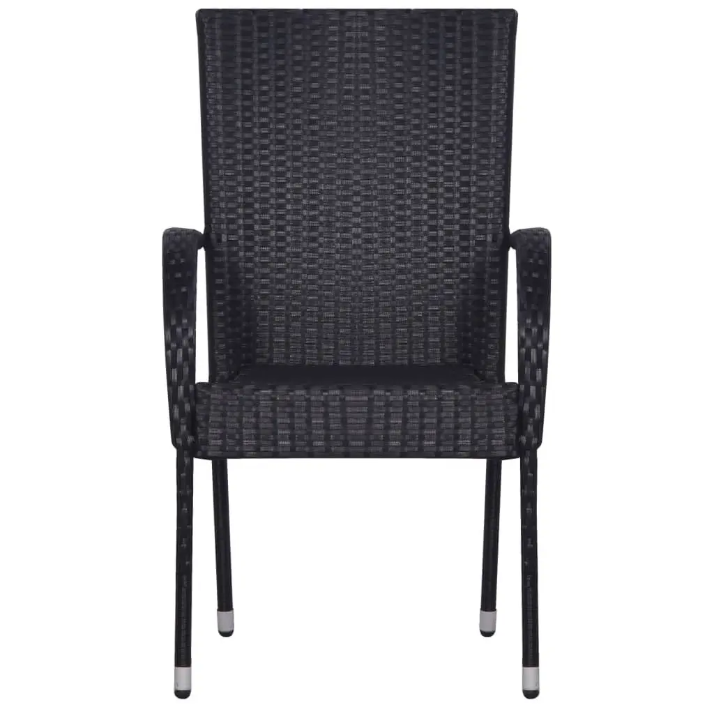 7-Piece Black Rattan Outdoor Dining Set