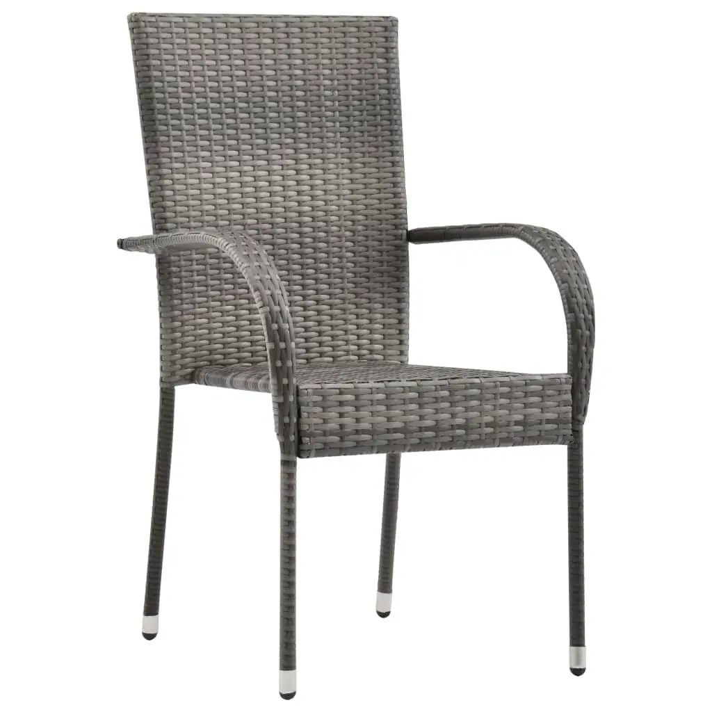 5 Piece Garden Dining Set PE Rattan Powder Coated Steel Grey Outdoor Furniture