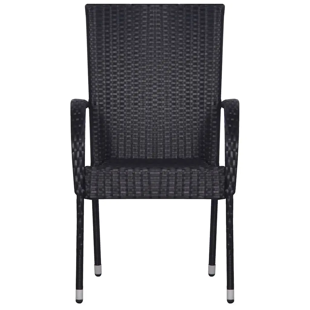 7 Piece Outdoor Dining Set PE Rattan Powder-coated Steel Black