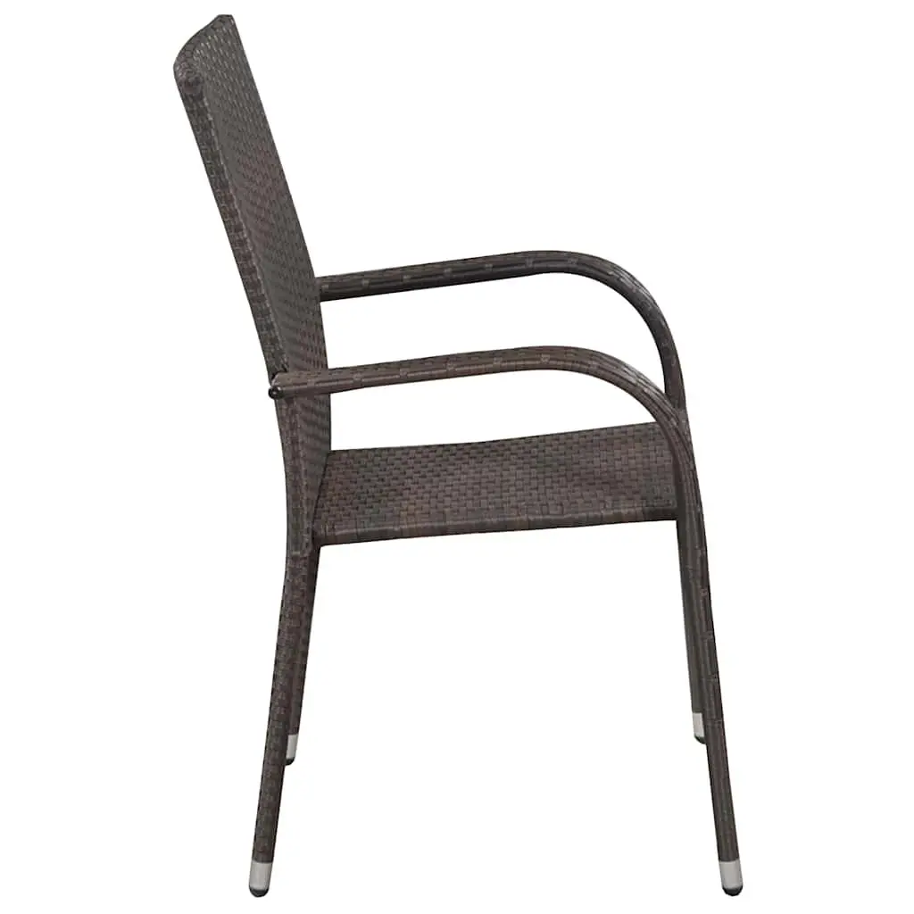 5 Piece Outdoor Dining Set Poly Rattan Brown Chairs Table