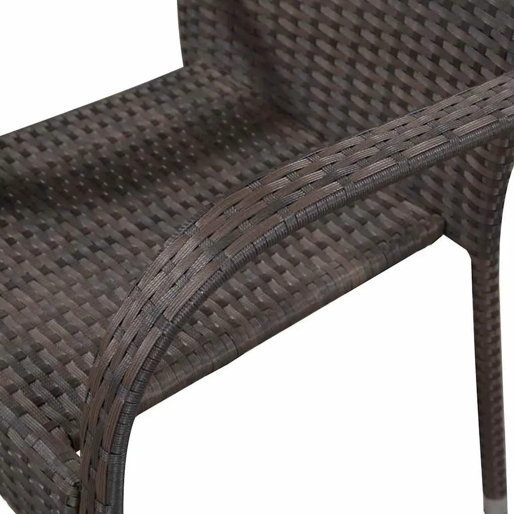 7-Piece Brown Poly Rattan Outdoor Dining Set