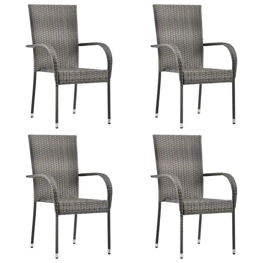 5-Piece Outdoor Dining Set with Grey Poly Rattan