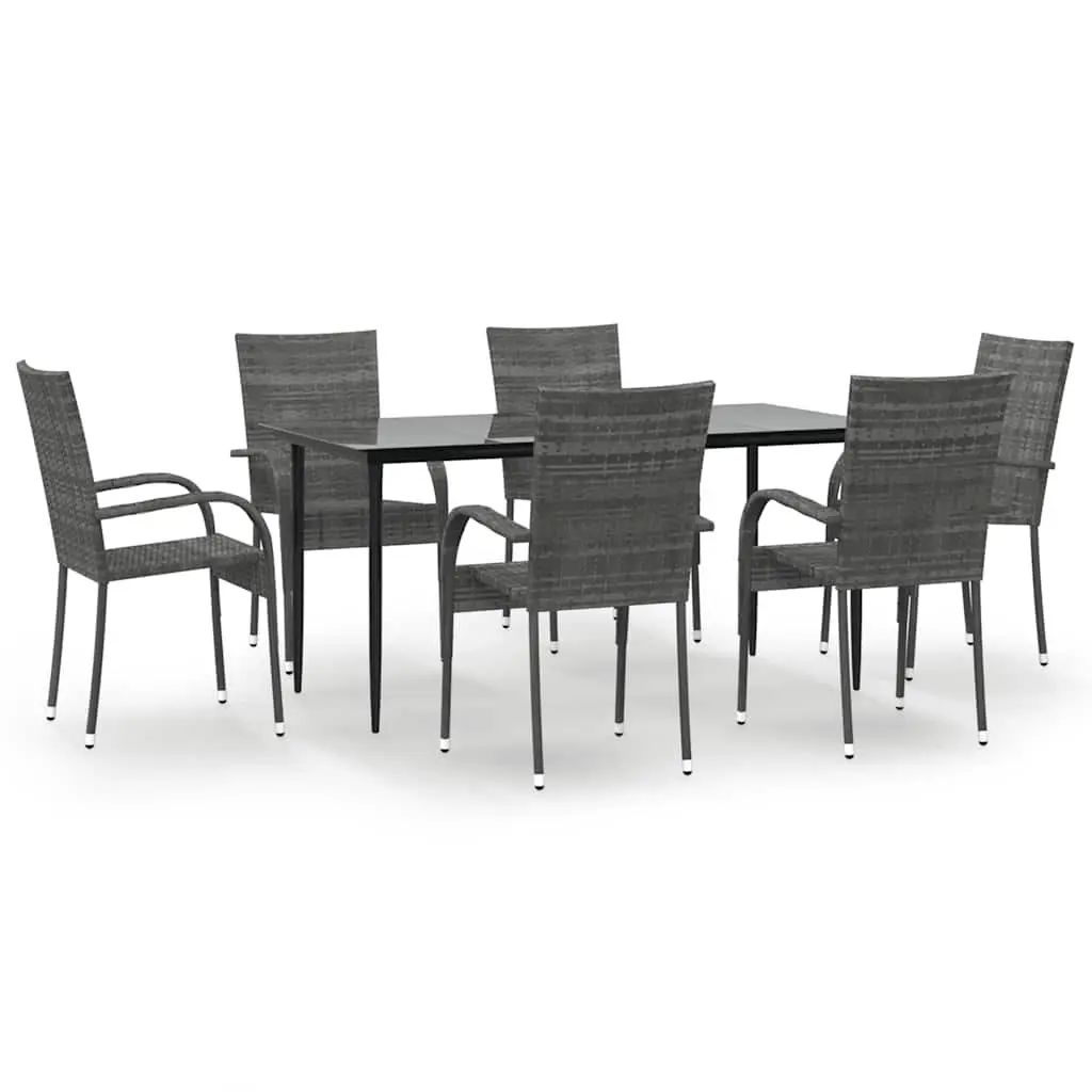 7-Piece Outdoor Garden Dining Set with Durable Grey Rattan