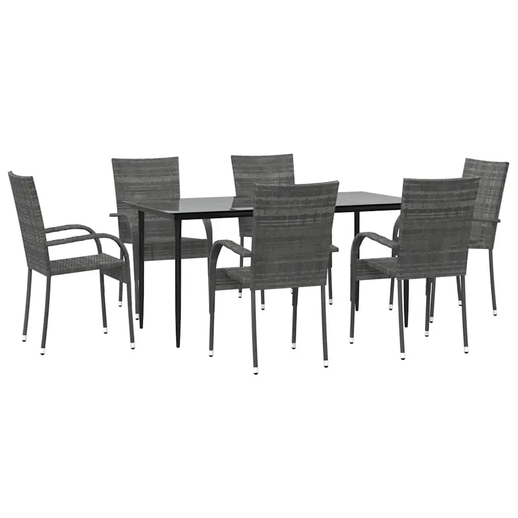 7-Piece Outdoor Garden Dining Set with Durable Grey Rattan